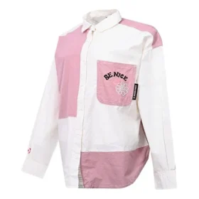 Blommor Litet logo Colorblock Långärmad Vit Rosa Skjorta