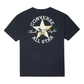 Broderad T-shirt med alfabettryck, lös passform, rund hals och korta ärmar, svart