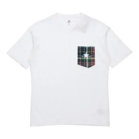 Casual kortärmad T-shirt med ficka för män, vit