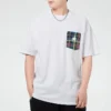Casual kortärmad T-shirt med ficka för män, vit