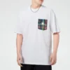 Casual kortärmad T-shirt med ficka för män, vit