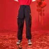 Casual långbyxor Asiatisk storlek ”Black Red”