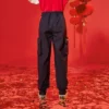 Casual långbyxor Asiatisk storlek ”Black Red”