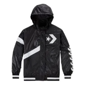 Casual Sports Logo Hooded Jackor Svart