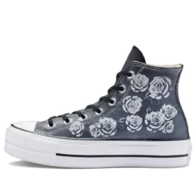 Chuck Taylor All Star Lift Platform Läder Rose Garden ”Grå Vit”