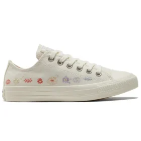 Chuck Taylor All Star Low ”Broderad blommig – Egret”