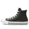 Chuck Taylor All Star Mission-V Läder Högt Skinn Svart Vit Vågmönstrad Sula ”Black White”