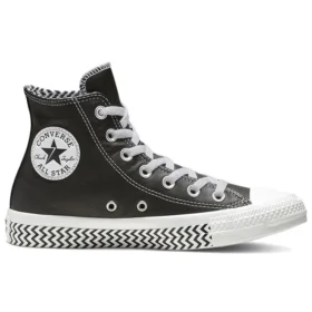 Chuck Taylor All Star Mission-V Läder Högt Skinn Svart Vit Vågmönstrad Sula ”Black White”