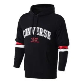 Collegiate Text Pullover Hoodie Asiatiska storlekar ”Black”