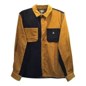 Colorblock Corduroy Shirt Asia Sizing ”Brown Black”