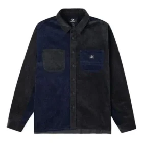 Colorblock Corduroy Shirt Asia Sizing ”Navy Black”