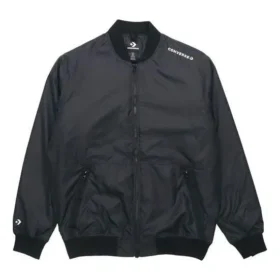 Converse Aviator baseballuniform för män, vävd, vindtät jacka med dragkedja, höst, svart