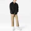 Converse Aviator baseballuniform för män, vävd, vindtät jacka med dragkedja, höst, svart