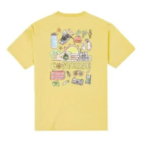 Converse Back Graffiti Cartoon Printing Loose Casual Rundhalsad kortärmad guldfärgad T-shirt för män