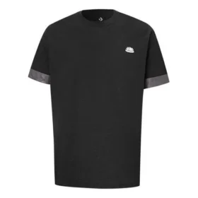 Converse City kortärmad T-shirt för män med kontrasterande färger på ärmsluten, rund hals, svart