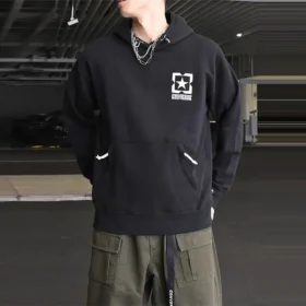 Converse Contrasting Colors Logo Fleece Sports Black för män