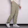 Converse enfärgade vävda casualbyxor med raka ben för män, ljusgrå/gröna