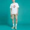 Converse för män i kontrasterande färger, casual sporttröja med tryck, kortärmad, vit