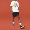 Converse för män med leende ansikte, andningsbar kortärmad vit