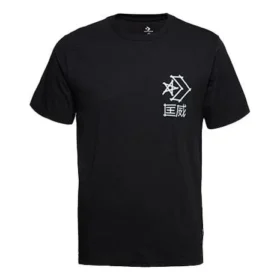 Converse-logotryck, sporttröja med korta ärmar för män, svart