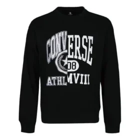Converse-tröja för män med alfabetlogotyp, rund hals, svart