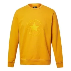 Converse-tröja för män med tryckt logotyp, rund hals, gul