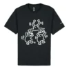 Converse x Keith Haring Crossover-tröja för män med tecknat mönster, rund hals och korta ärmar, svart