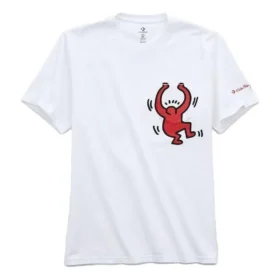 Converse x Keith Haring T-shirt med tryck och ficka – asiatiska storlekar – ”Vit”
