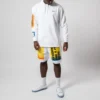 Converse x Rokit Crossover Back Large Printing Logo-tröja med huva och långa ärmar för män, vit