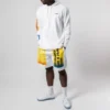 Converse x Rokit Crossover Back Large Printing Logo-tröja med huva och långa ärmar för män, vit