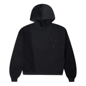 Corduroy-sydd enfärgad sport-hoodie, svart