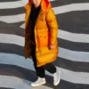 Counter Climate lång dunjacka asiatiska storlekar ”Wheat”