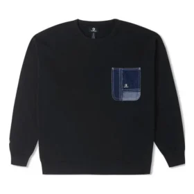 Denim Patchwork Crew Sweatshirt Asiatiska storlekar ”Black”
