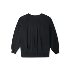Enfärgad, löst stickad hoodie med V-ringning, svart