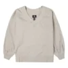 Enfärgad, löst stickad V-ringad beige hoodie