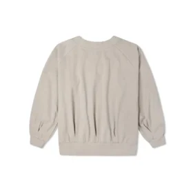 Enfärgad, löst stickad V-ringad beige hoodie
