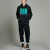 Equip Worldwide grafisk hoodie Asiatisk storlek ”Black”