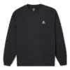 Go-To broderad stjärna Chevron borstad fleece-tröja med rund hals, asiatiska storlekar ”Svart”