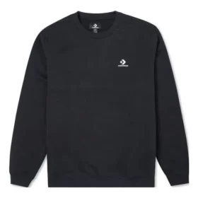 Go-To broderad stjärna Chevron borstad fleece-tröja med rund hals, asiatiska storlekar ”Svart”