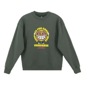 GOOD TIMES Grafisk pullover-tröja i rundhalsad modell – storlekar för Asien – ”Olive Green”