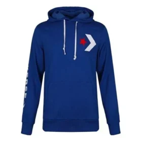 Hoodie med stor logotyp och chevronmönster, asiatisk storlek ”Blå”