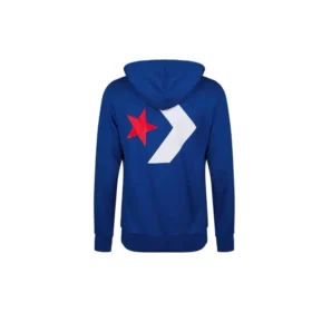 Hoodie med stor logotyp och chevronmönster, asiatisk storlek ”Blå”