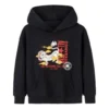 Hoodie med tryckta bokstäver i tecknad stil, asiatisk storlek ”Black White Red”