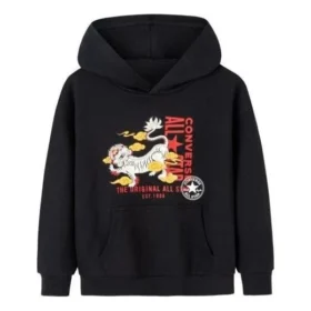 Hoodie med tryckta bokstäver i tecknad stil, asiatisk storlek ”Black White Red”
