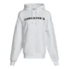 Klassisk logotyp Athleisure Casual Sports Fleecefodrad hoodie Vit