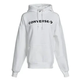 Klassisk logotyp Athleisure Casual Sports Fleecefodrad hoodie Vit