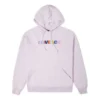 Kontrasterande färger Alfabetbroderad stickad hoodie Lila