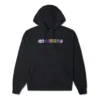 Kontrasterande färger Alfabetbroderad stickad hoodie Svart