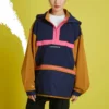 Konvertibel hoodie-klänning i asiatisk storlek ”Navy Tan”