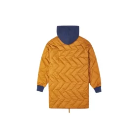 Kort quiltad jackor med huva i kontrasterande färger, brun
